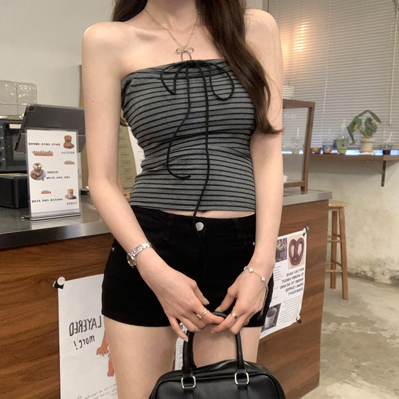 2025 Spring/Summer New Clothing Striped Strap strapless Tank Top Women's Outerwear Thai Unique and Beautiful Design