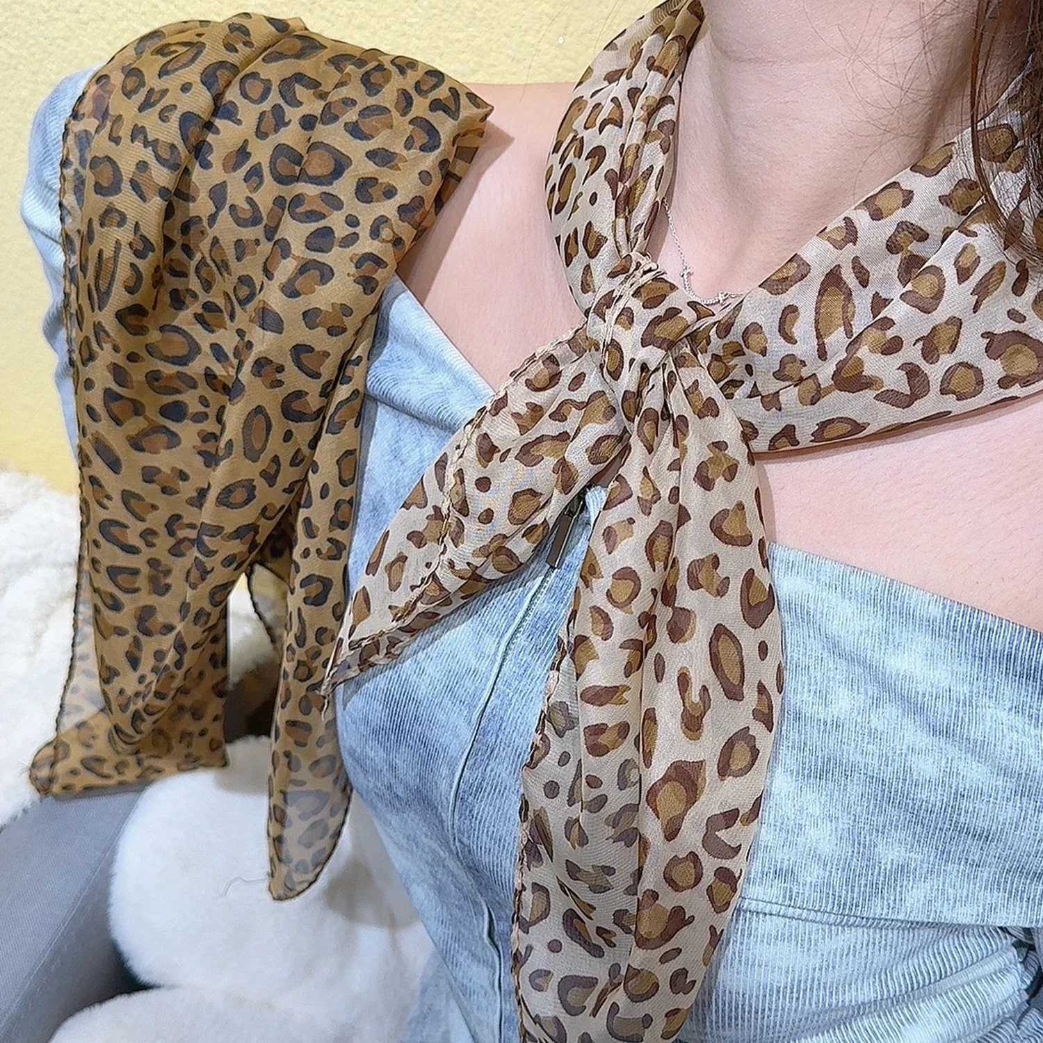 Leopard Scarf Wen Girl Y2K High Quality Comfortable Fashion Scarf Warm Edition Party Scarf Exquisite Accessories X250324