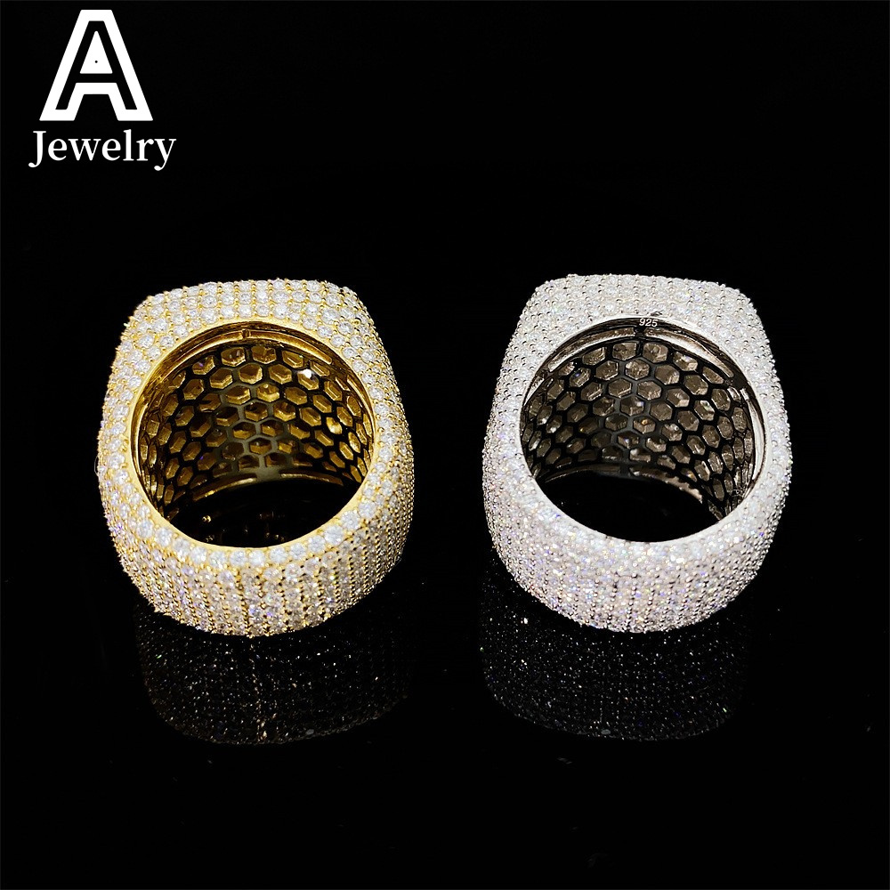 Europe and the United States hip hop 925 sterling silver Moissanite square fashion ring selling trend rings for men and women
