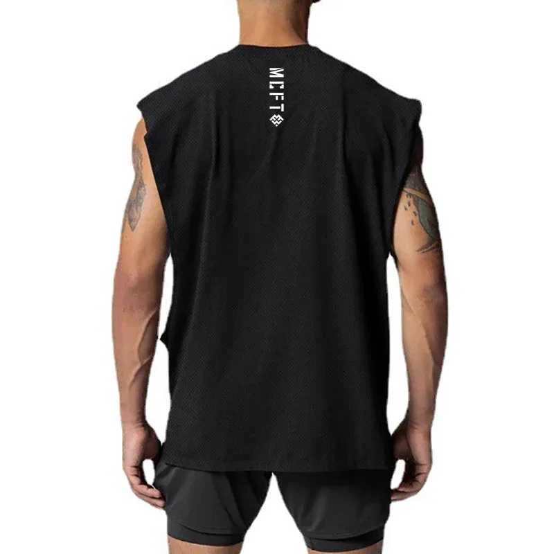 Summer mesh quick drying oversized fitness vest mens fitness sleeveless T-shirt loose sports fitness clothing muscle vest X250324