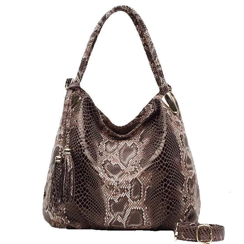 BIG Sale*Individual Fashion Snake Large Capacity Lady Bags New Tassel Emed PU Leather Cross Body Handbags Women Gpy01