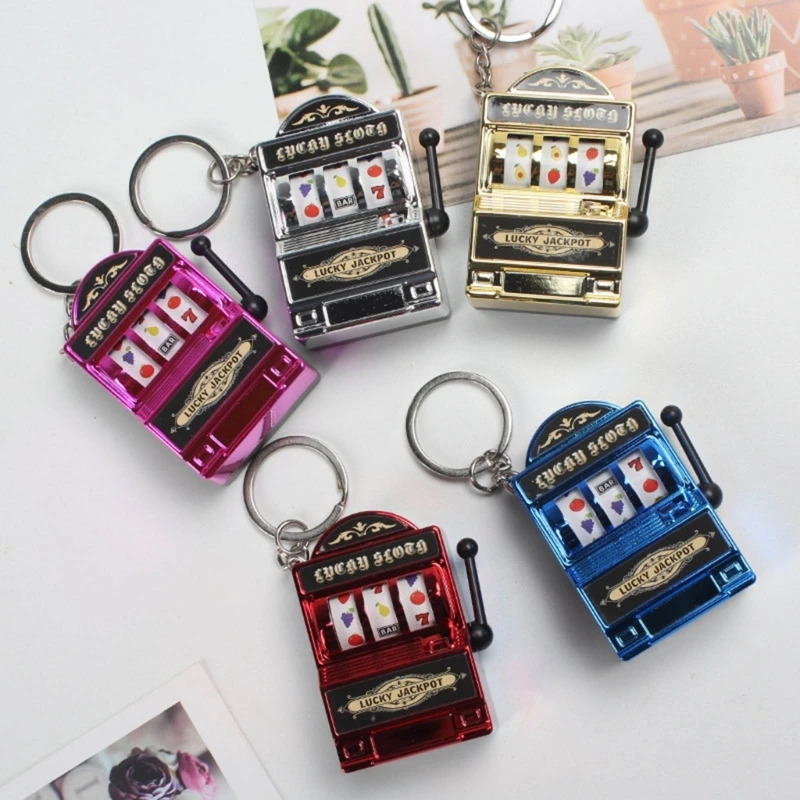Mini Casino Lucky Charm Jackpot Keychains Handbags Charm Pendant Slot Machine Keychain Novelty Gifts for Women Men 250324