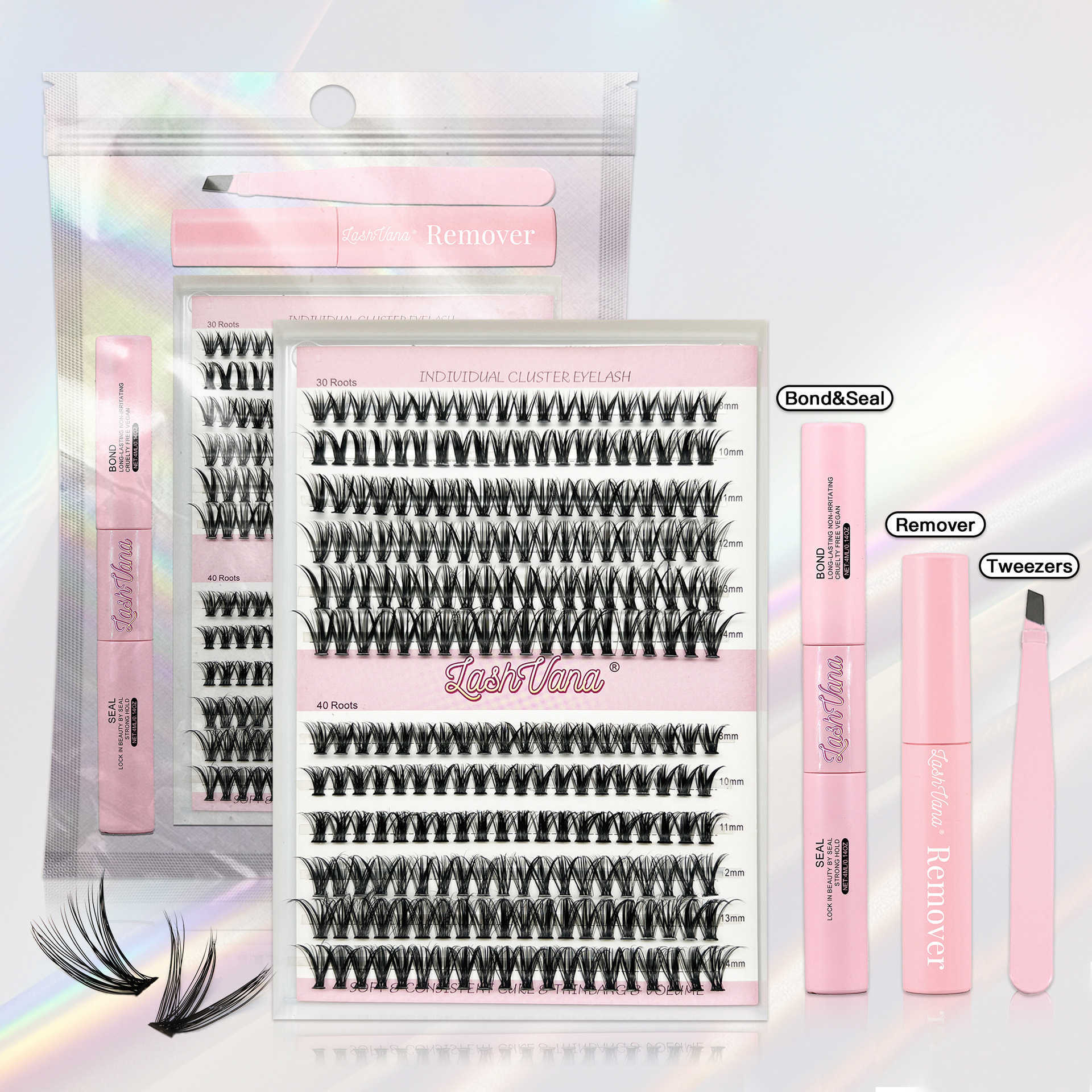DIY large capacity eyelash cluster thick and curled eyelashes self grafting flat vacation eyelashes W250324