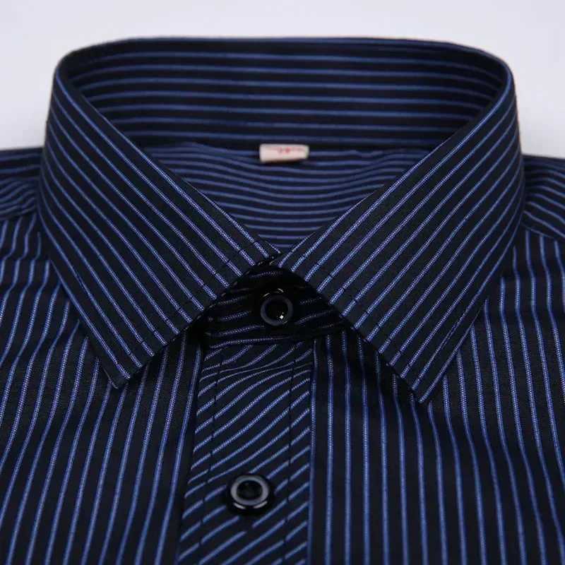 New formal fashion society long sleeved business work plus size mens striped dress smart casual shirt size 47 48 X250324