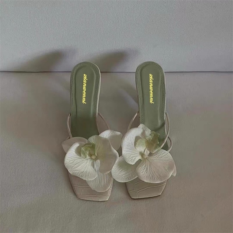 Women High Heel Slippers Shoes Floral Elegant Casual Fashion Outdoor Summer Collection 250322