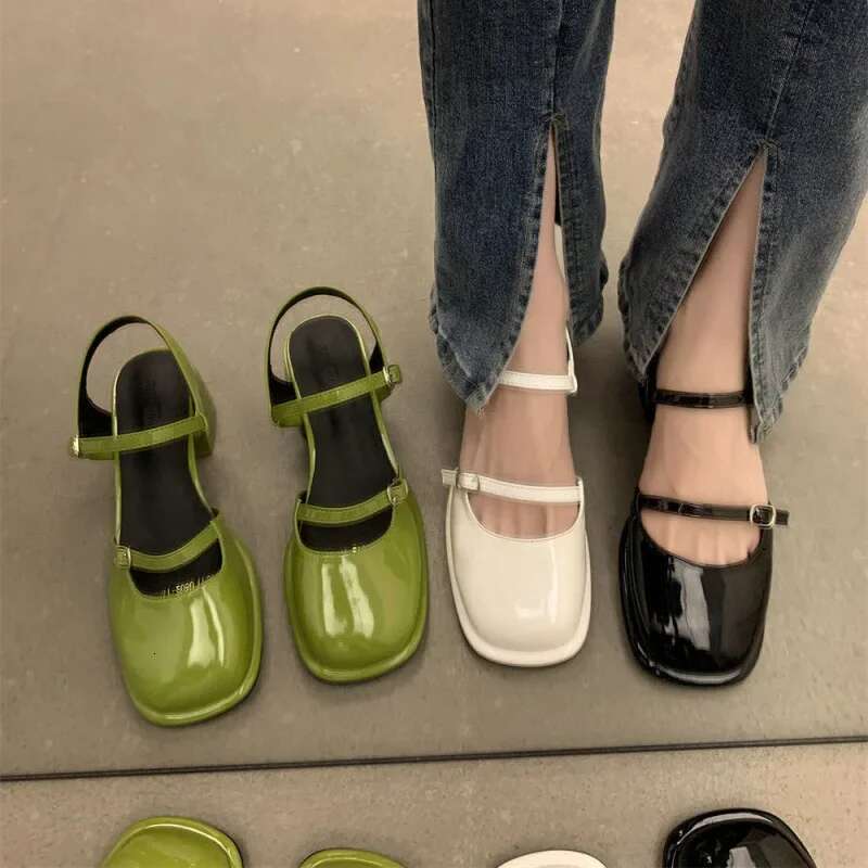 Fashionable Women's Sandals Summer New Arrival Versatile Head-Strapmedial Heel Anti-Slip Mary Jane Small Leather Shoes