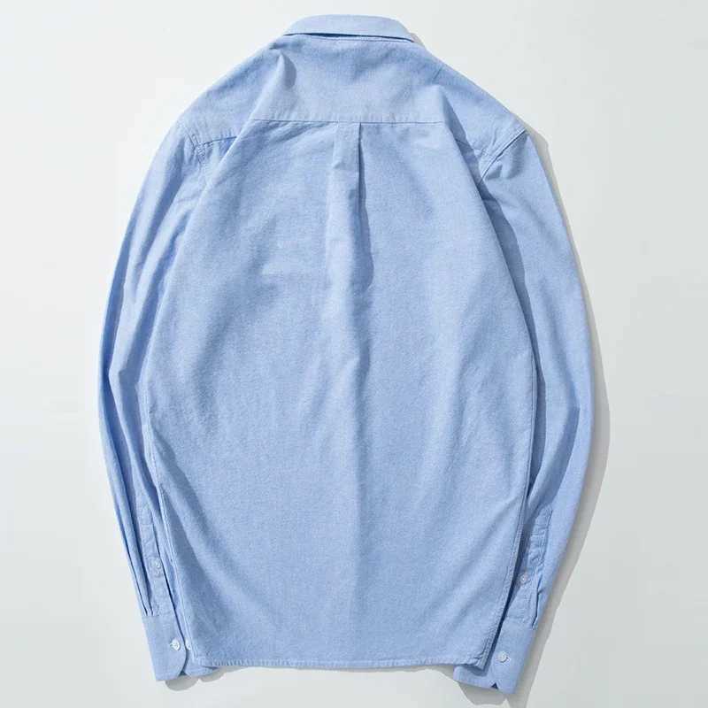 2024 mens long sleeved dress mens pure cotton Oxford embroidery horse casual no pocket solid shirt plus size X250324