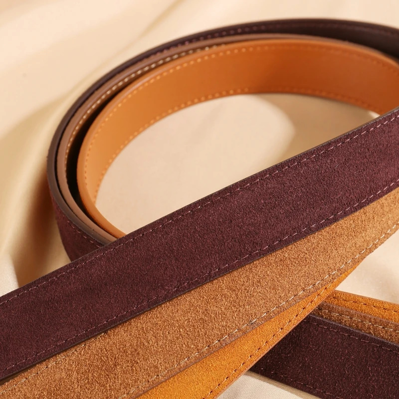 Womens Belt Suede Cowhide Leather 2024 Tie Knot Adjustable Waist Belt Without Buckle for Dresses Jeans Coats 250324