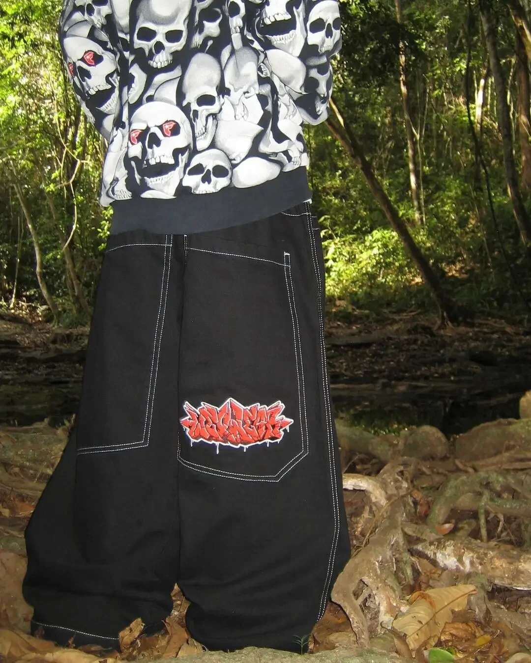 Hip Hop Y2k New Color Wexwear Embroidered Baggy Streetwear Jeans Men Women High Waist Wide Trouser Haruku Black Pants