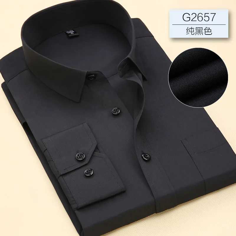 8XL solid color long sleeved mens work office business classic mens casual mens white shirt X250324