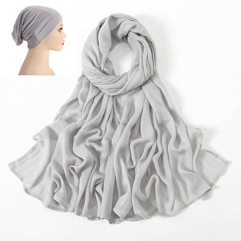 2-piece/set headscarf and tube bottom cover Cbination womens adhesive Muslim scarf solid sunscreen shawl and bottom cover turbo X250324
