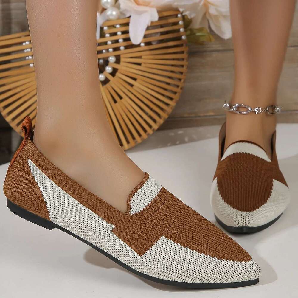 New Fashion Mesh Spring Summer Pointed Knitted Breathable Single Flat Woven Shallow Mouth Doudou Shoes Women
