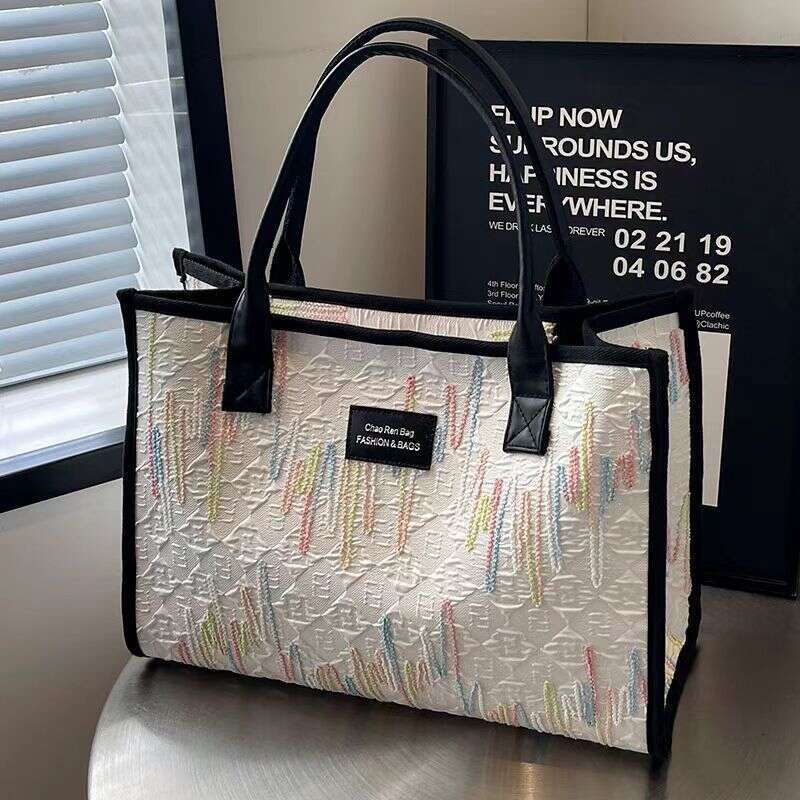 2025 pretty Large capacity canvas bag versatile 2024 women's new fashion handbag, single shoulder commuting mom beautiful tote bag, ethnic style 