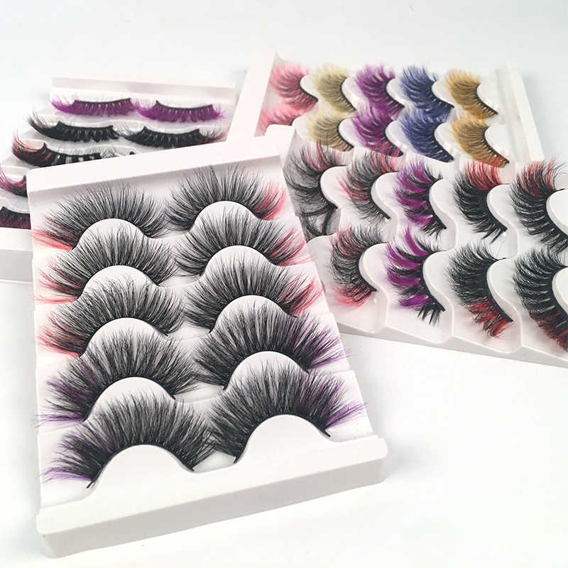 Cos5 Mixed Color False Eyelash Explosive Edition Thick Curly Imitation Mink Hair Eyelash Stage W250324