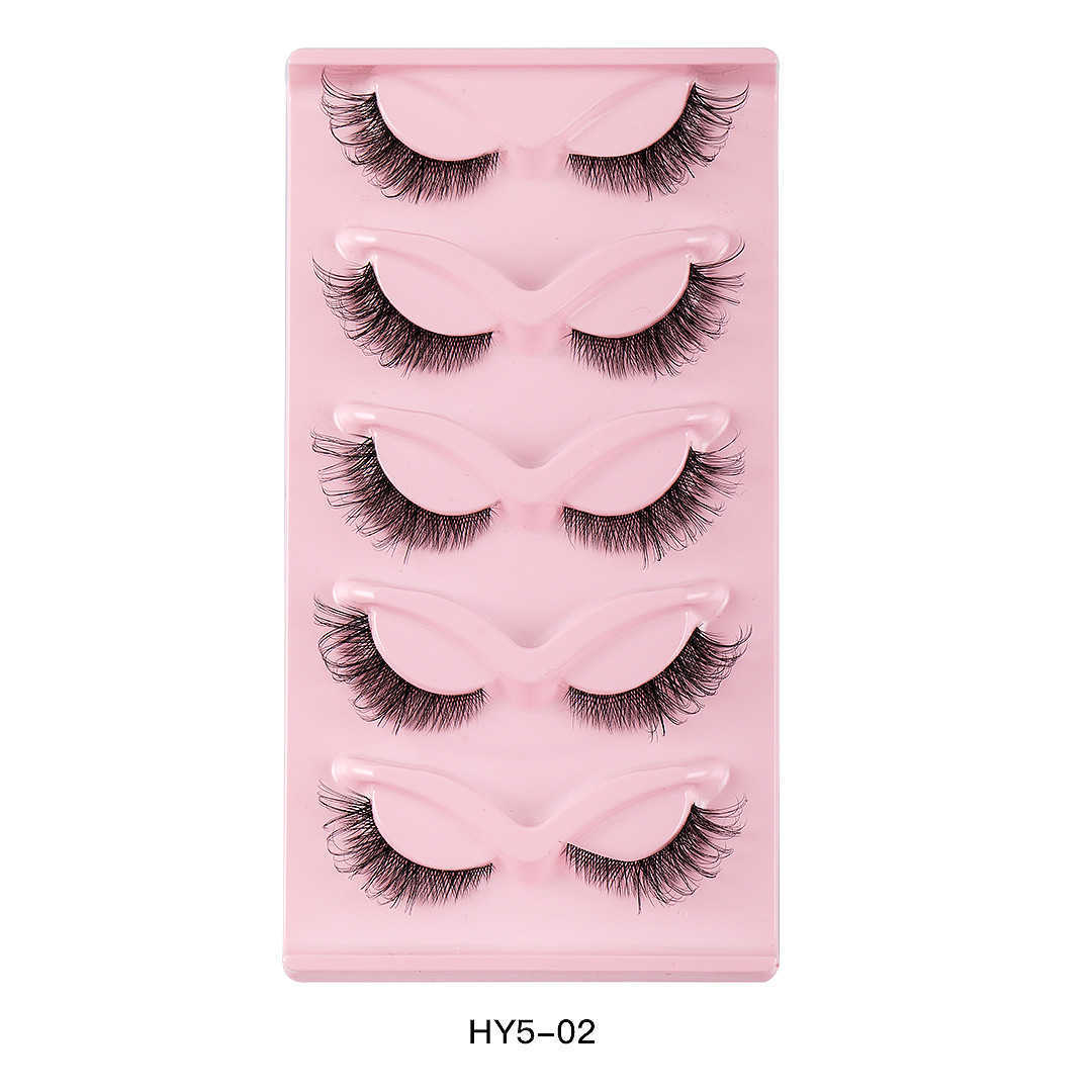5 pairs of slanted flying fox false eyelashes naturally thick and curled simulating cat eye eyelashes W250324