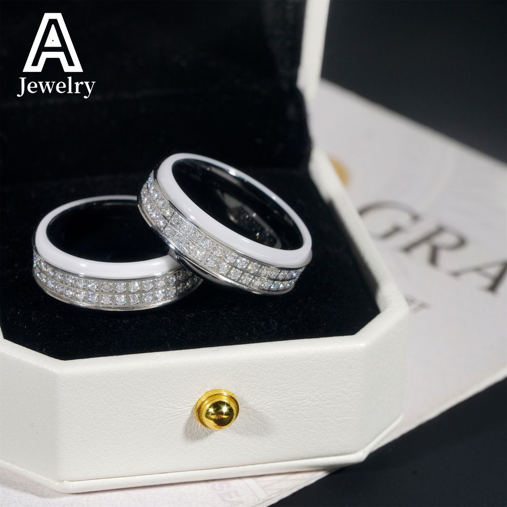 European and American new style stainless steel Mossant 8/10# Light luxury fashion mens and womens trend rings