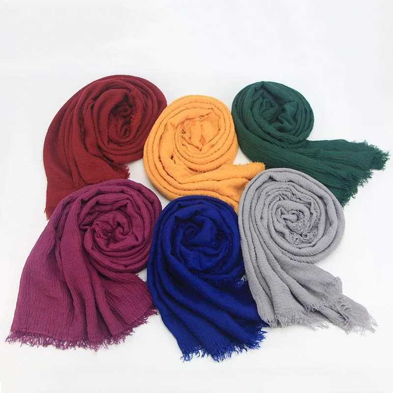 Fashionable Wens monochrome cotton linen scarf X250324