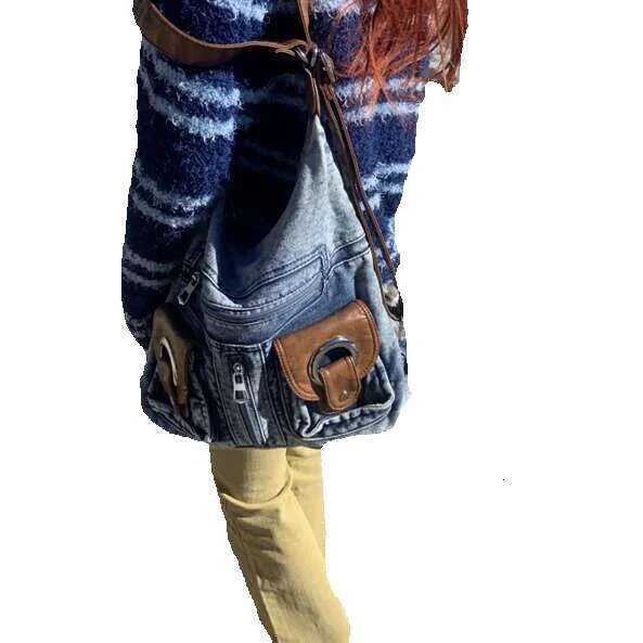 JIAERDI Punk Denim Y2k Bag Women 2023 High Street Pockets Chic Vintage Backpack Ladies Haruku Casual Messenger Bags Versatile