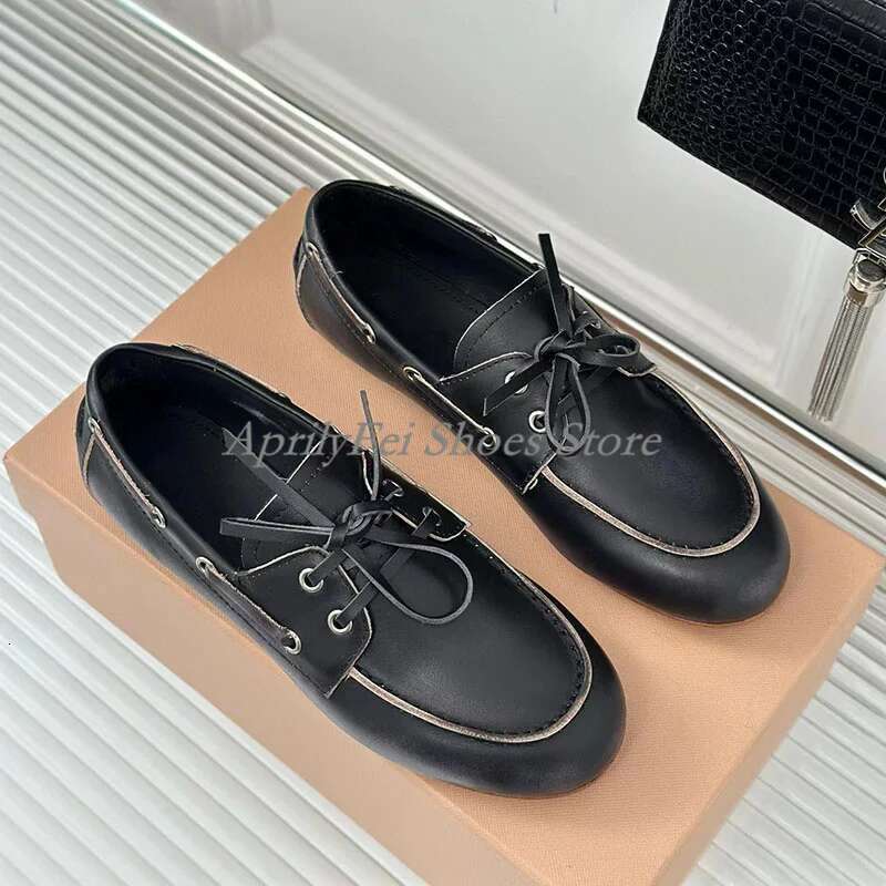 Holiday Walk Shoes Knots Flats Loafers Women Vintage Brown Cow Leather Comfortable Designer Mocasines Socialite Boat Shoe Runway