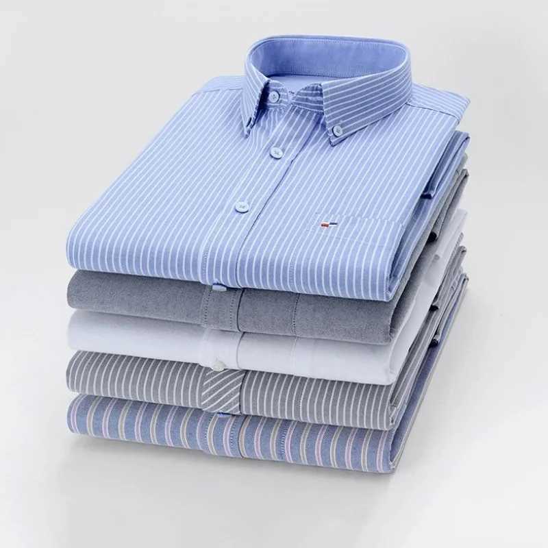 100% pure cotton Oxford mens solid color mens casual shirt high-quality long sleeved social shirt mens button up business shirt X250324