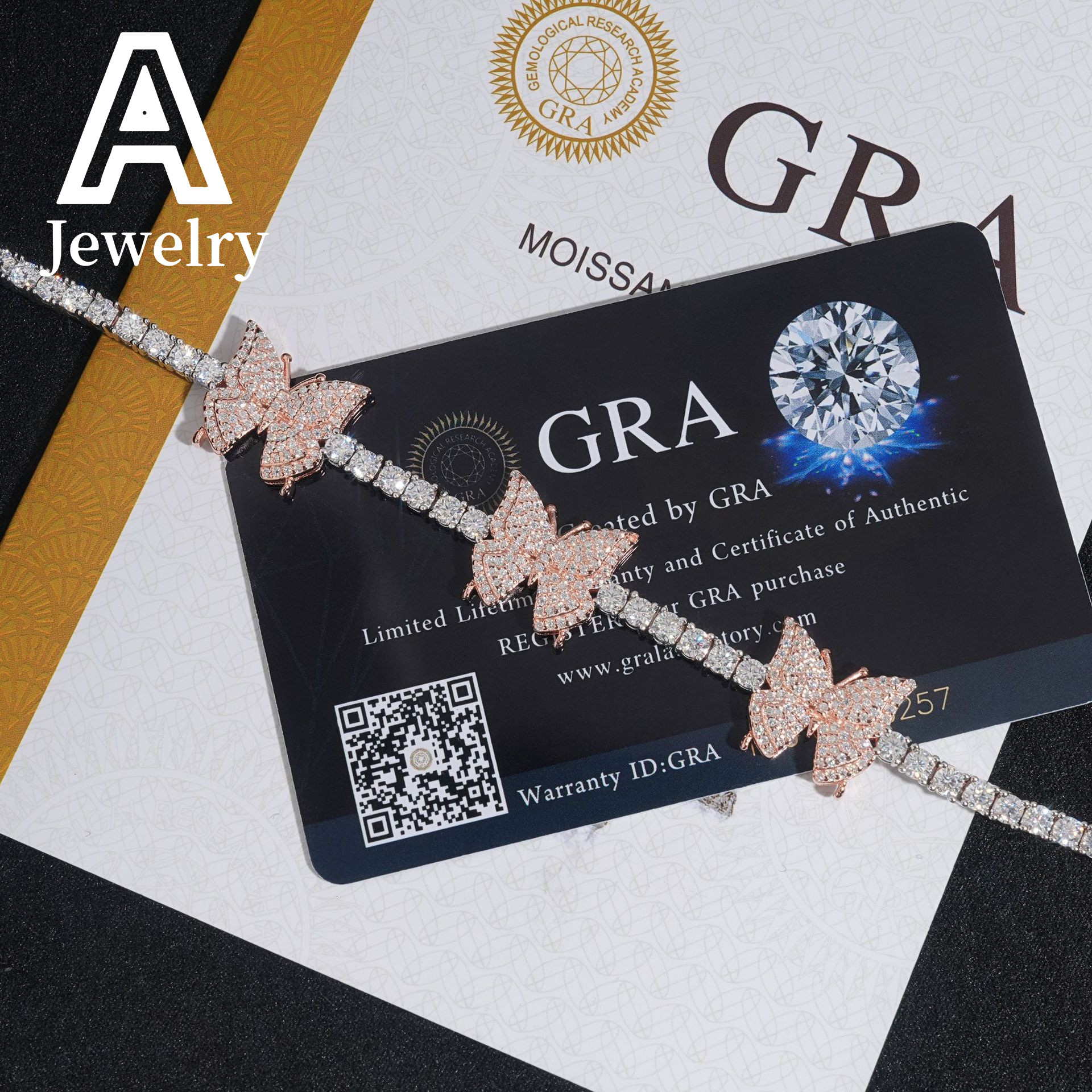 New Arrival Fashion Special Hip Hop Two Tone Rose Gold 925 Sterling Silver 3MM Moissanite Butterfly Tennis Bracelet