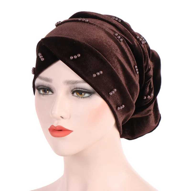 Pearl velvet headscarf Muslim dress wen headscarf female headscarf soft solid color headscarf ready to wear headscarf at any time X250324