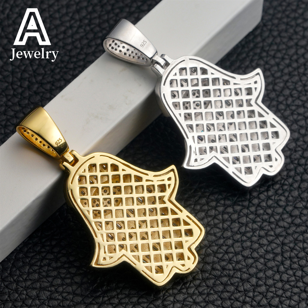 Mainstream fashion 925 sterling silver vvs Moissanite pendant Gold and silver hip hop men and women collarbone pendant