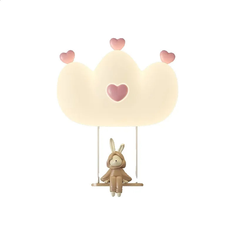 Modern cream wall lamp cartoon cute animal bedside lamp LED lighting for childrens room bedroom home decoration pendant lamp 250324