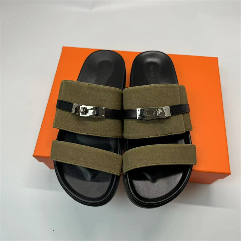 2025 men's slippers, flat leather shoes, straight drag men