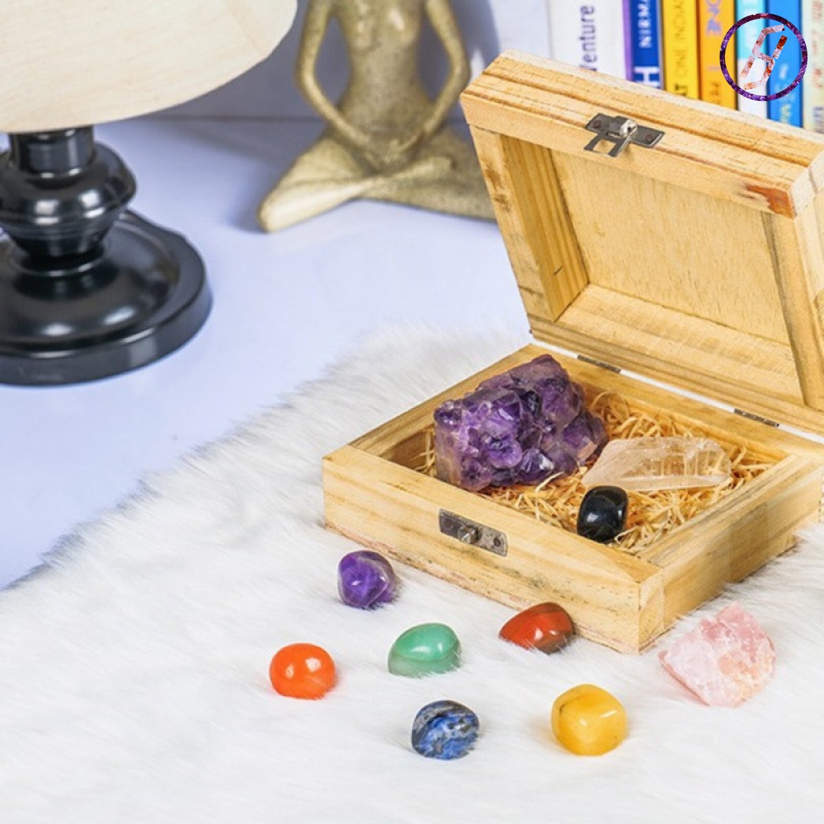 Natural Crystal 7 Color Gemstone Crystal Ore Raw Stone Box Set 7 Chakra Healing Crystal Karmic Imprinting Gemstone Kits Mysterious Eastern Energy Feng