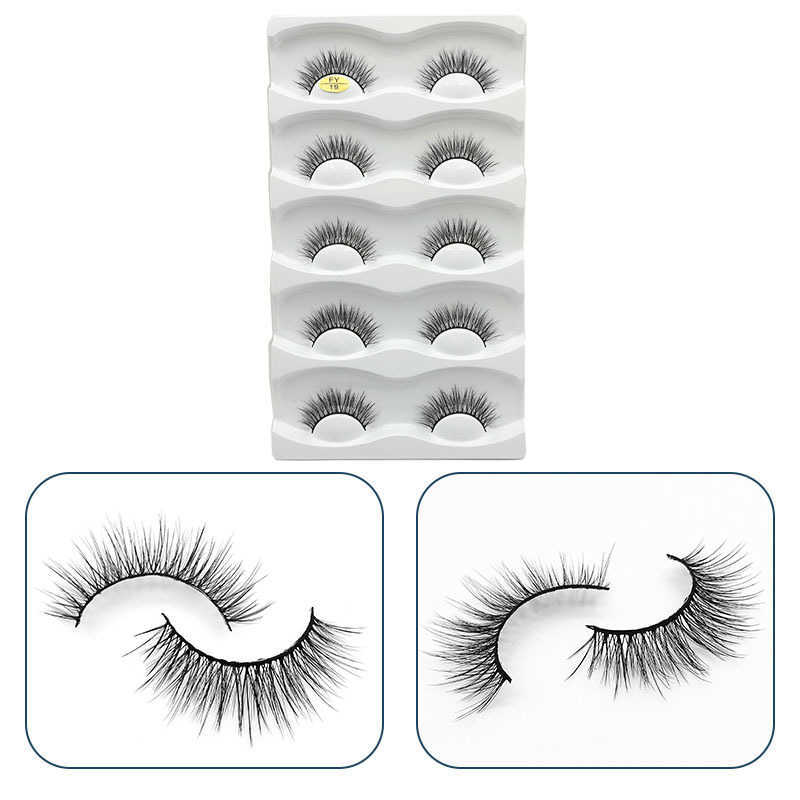 Thick and exaggerated five pairs of fake eyelashes with three-dimensional curling and multi-level little devil cartoon eyelashes W250324
