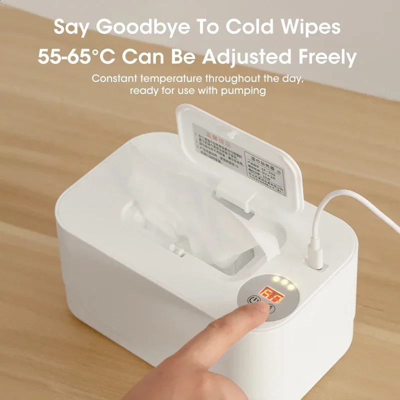 Baby Wet Wipe Heater Warmer with LED Display Wet Towel Dispenser Portable USB Baby Wipe Warmer Napkin Heating Box Home/Car 250320