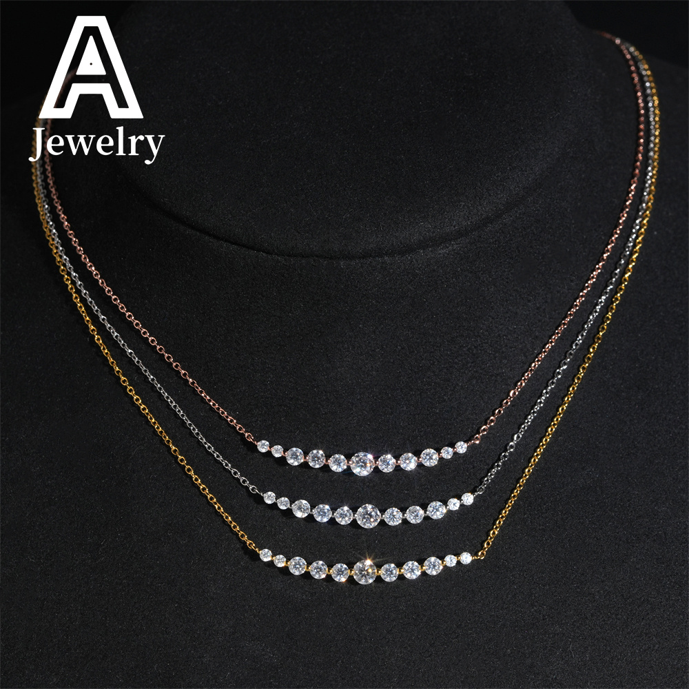 New Style Elegant Women Jewelry 925 Sterling Silver Bezel Smile Tennis Necklace Iced Out Moissanite Necklace