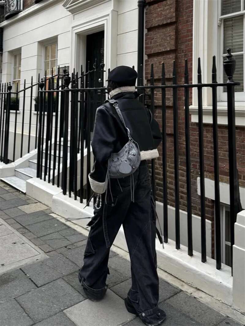 Women's Black Gothic Baggy Cargo Jeans Haruku Oversize Denim Trousers Y2k 90S Vintage 2000S Emo Jean Pants Trashy Clothes 2024