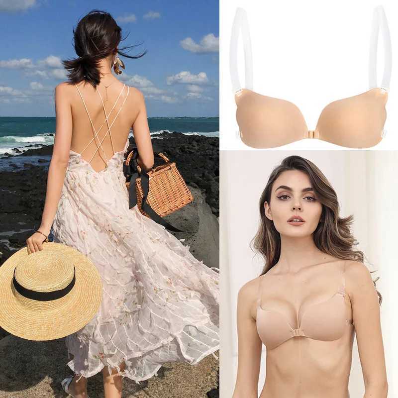 Silicone bra for wedding parties bikini invisible bra Nipple cover push up bra adhesive accessory with transparent shoulder straps BraletteXJ250324