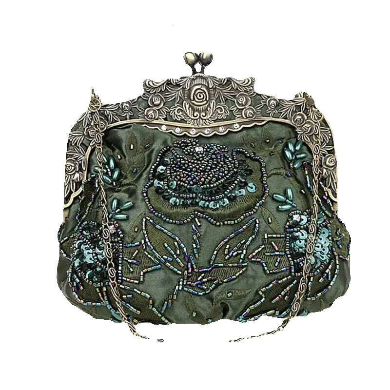 2025 New Vintage Beaded Evening Embroidered Dia Sequined Clutch Hand Bride Bag
