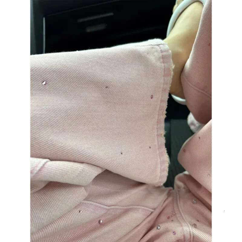 Rhie Design Street Wide-Leg Jeans High Waist Button Fly Pink Loose Denim Pants Casual Y2k Straight Trousers For Women