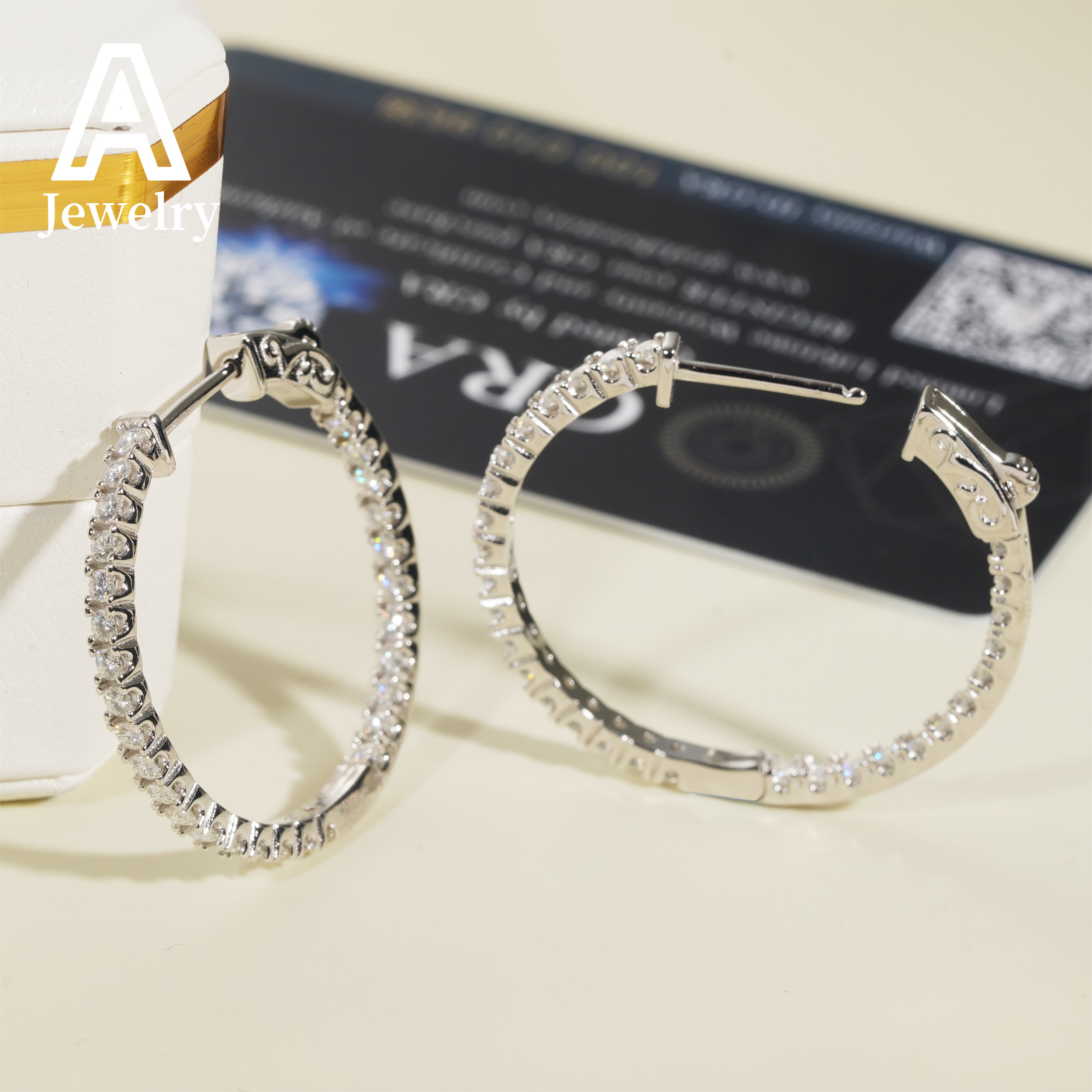 925 silver Europe and the United States new round Moissamite earrings hip hop simple personality earrings for men and women