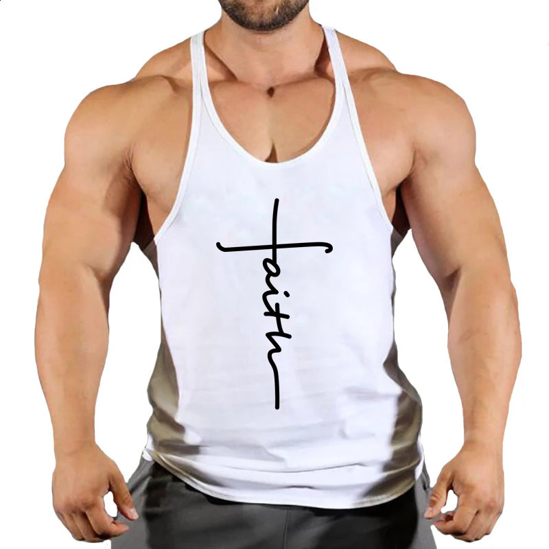 mens cotton tank tops shirt gym fitness vest sleeveless male casual bodybuilding sports man Workout clothes clothing 250324