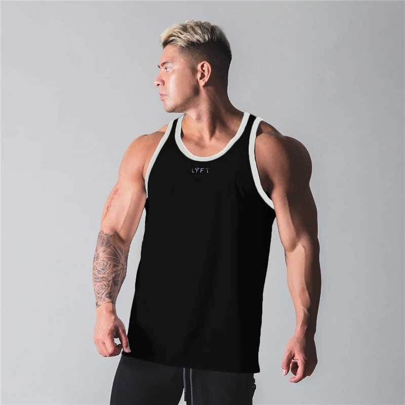 Mens fitness patch work vest gym exercise cotton sleeveless running suit Stringer summer casual vest X250324