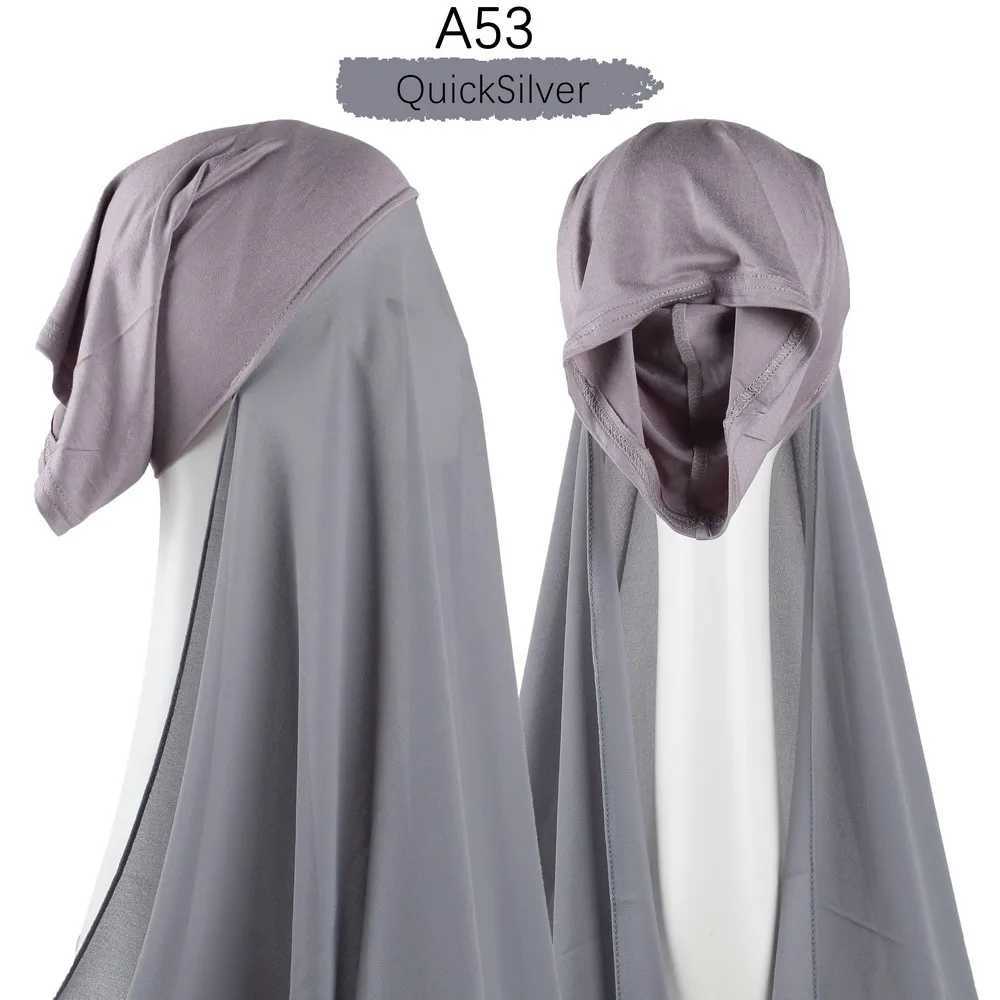 Chiffon headscarf with hat instant chiffon headscarf needleless headscarf inner hat ready to wear headscarf at any time X250324