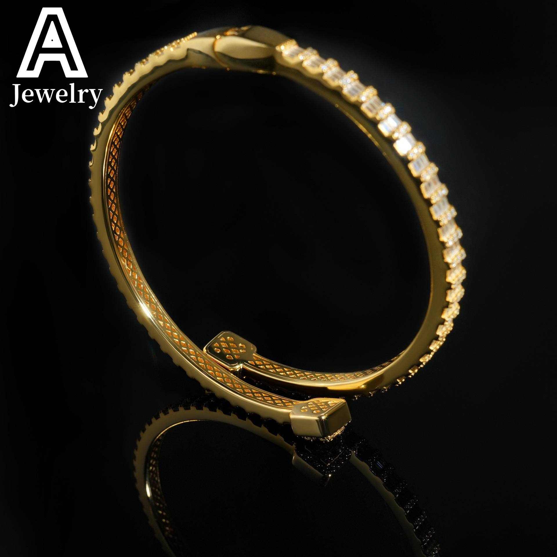 Fashion Jewelry Baguette Moissanite Bangles 925 Silver Trendy Jewelry Clover Bangles Bracelets