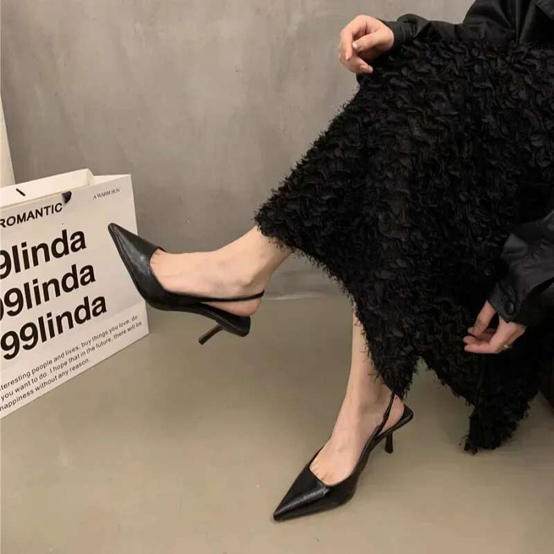 2025 Summer Sier Heels Pointed Toe Women Pumps Fashion Slip on Sgbacks Shoes Ladies Sexy Heel Party Dress Sandalias