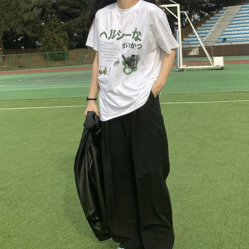 Y2k Japanese Street Clothing Tshirt Womens Large Harajuku Funny Fashion Graphic Top 250324