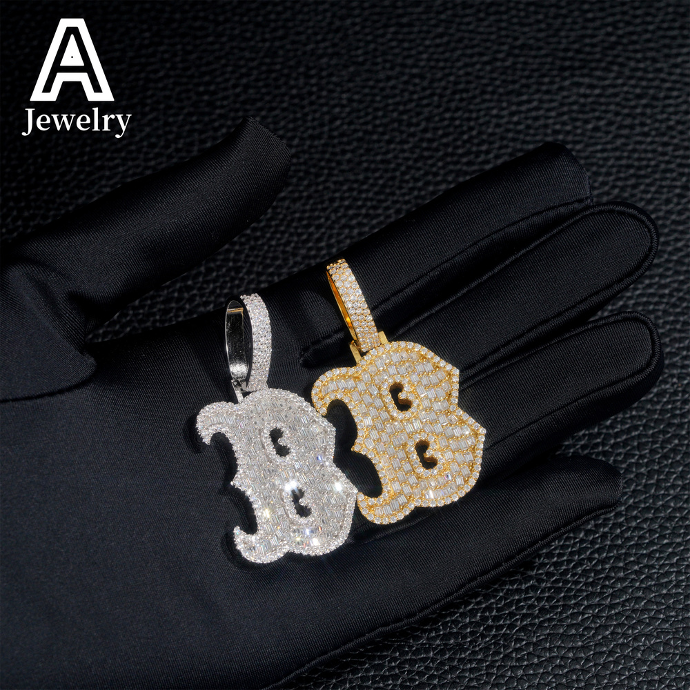 European and American hip hop 925 sterling silver vvs Moissamite pendant trend mens and womens letter necklace pendant