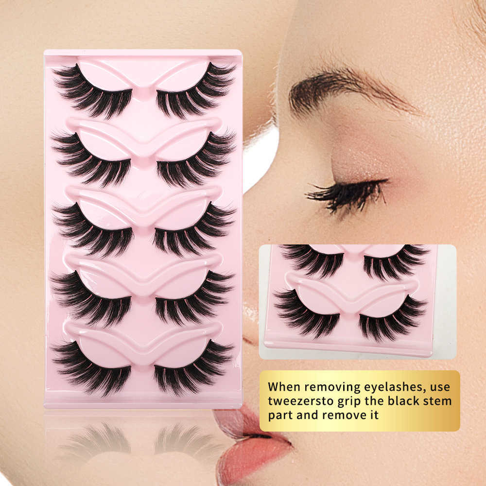 Five pairs of thick demon fake eyelashes cosplay Barbie manga one-piece cotton thread stem can be segmented for heavy makeup W250324