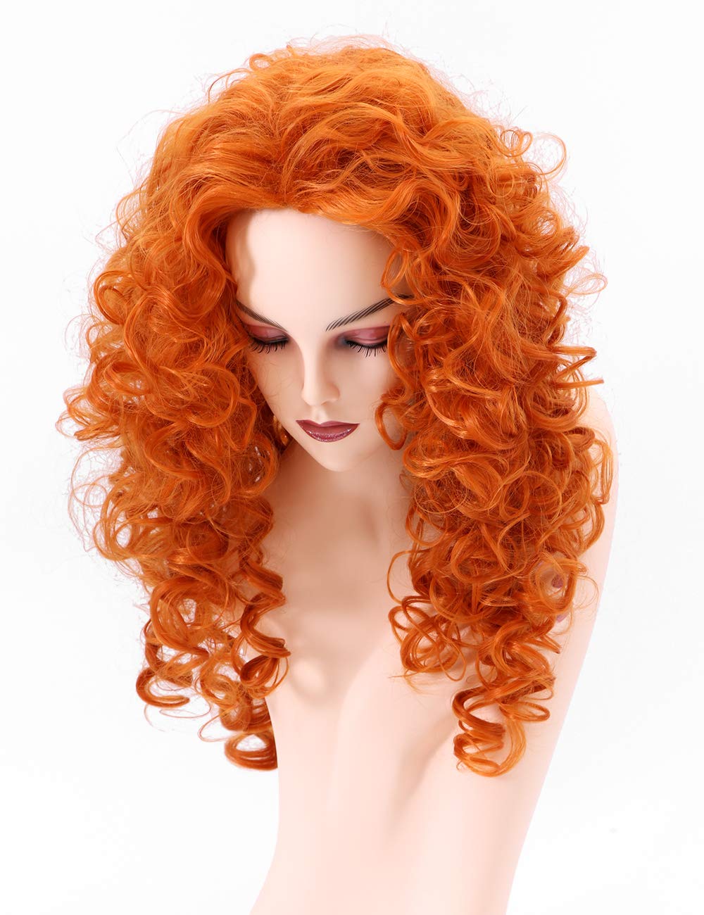 Long Orange Red Hair Curly Wavy Full Head Halloween Wigs for Women Cosplay Costume Party Hairpiece