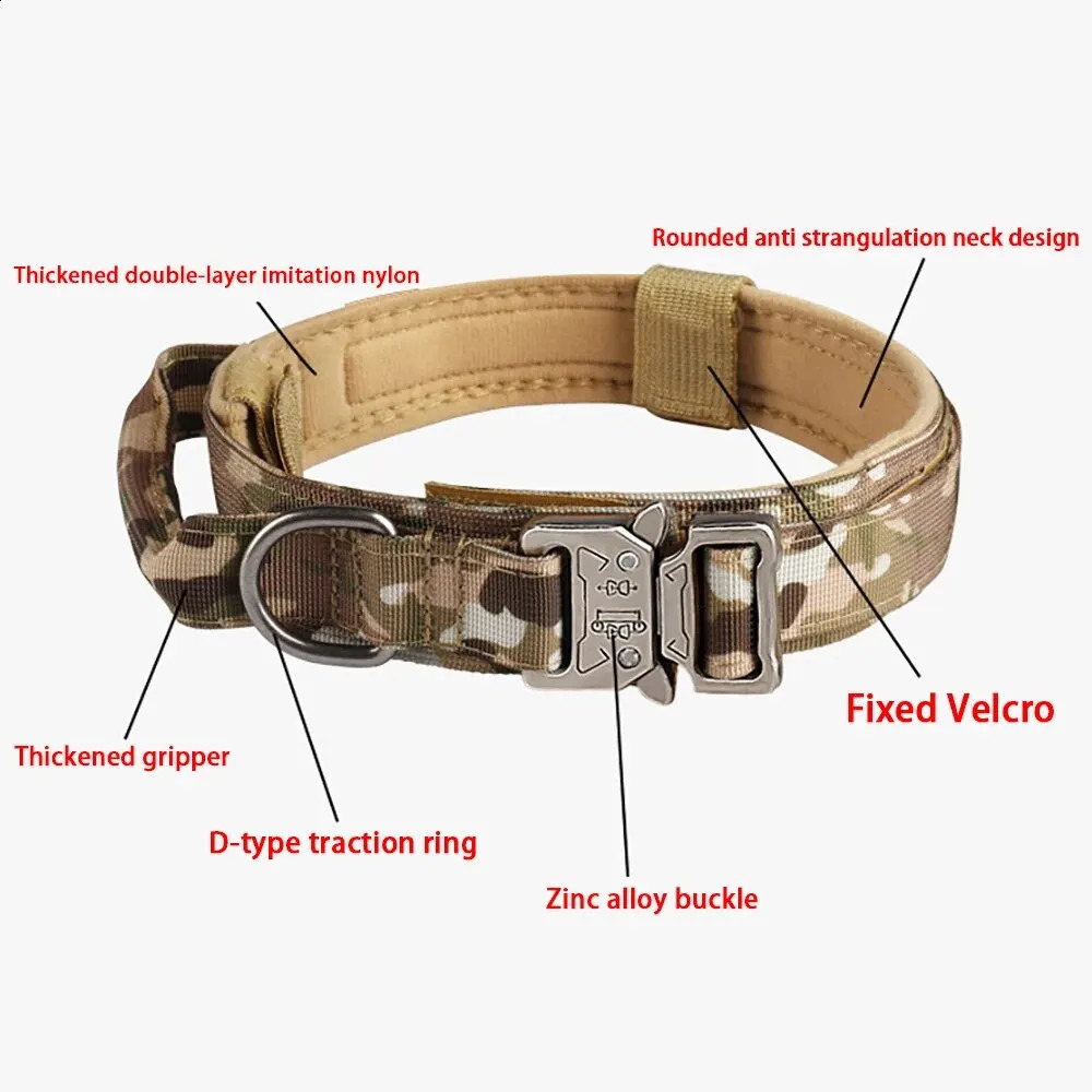 Pet Products Outdoor Tactical Dog Collar Metal Buckle Breathability Nylon Collar Medium and Large Dog Training Neck Collar Dog 250320