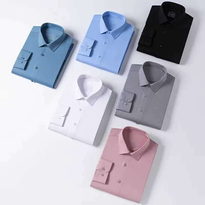 8XL Classic Waist Fashionable Molded Mens Long Sleeve Micro Elastic Mens Shirt Long Sleeve Slim Fit Anti Wrinkle Classic X250324