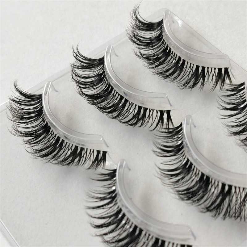 Dense curled single line thin stem transparent stem fake eyelashes whole 3D layered elongated tail of the eyes imitating mink fur W250324